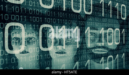 Binary abstract background, cyber attack security Stock Photo