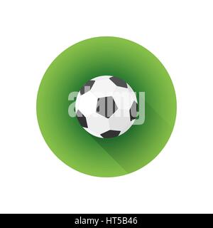 vector colorful flat design professional soccer european football ball isolated illustration green background circle icon with long shadow Stock Vector