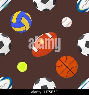 Seamless Cartoon Sports Ball Pattern Stock Vector - Illustration of athletic,  seamless: 25048705