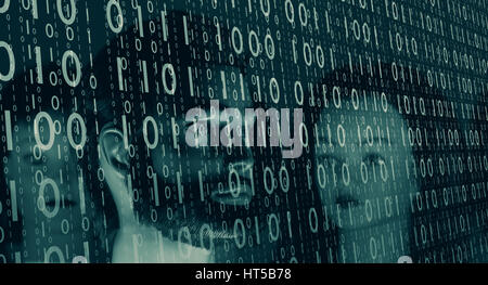 Binary big data screen, cyber attack Stock Photo