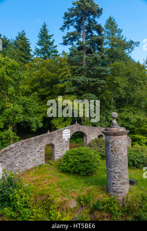 The Clan McNab burial ground on an island in the river of the Falls of Dochart Killin Perthshire. Stock Photo