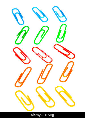 Color photo paperclips on a white background Stock Photo