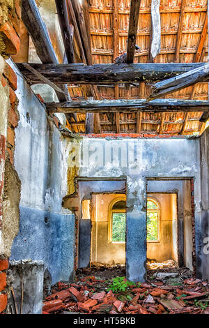destroyed house room ruins Stock Photo