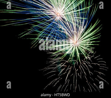 colorful fireworks on black background Stock Photo