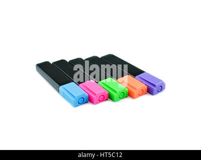 Set of highlighter pens isolated on white background. Stock Photo