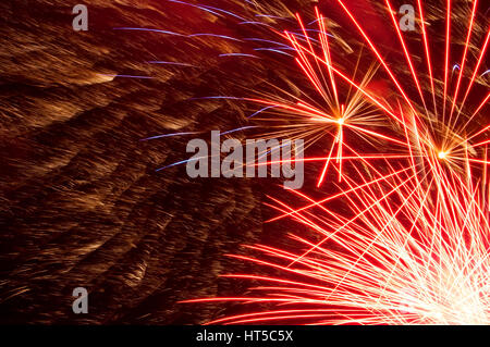 red fireworks close-up Stock Photo