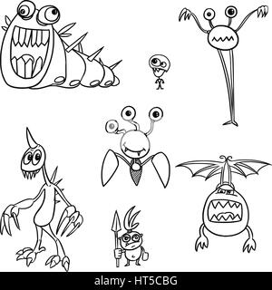 Flying cartoon monsters vector set for kids party. Flying monsters with ...