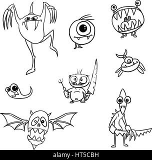 Set04 of cartoon vector doodle monsters Stock Vector