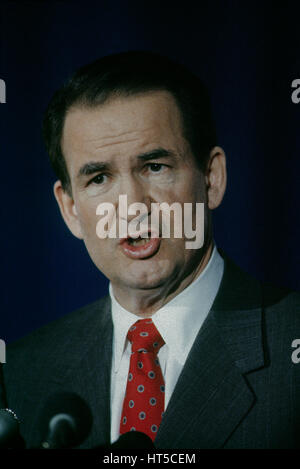 Pat Buchanan portrait Washington DC., 1992. Photo by Mark Reinstein Stock Photo