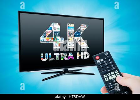 TV ultra HD. 4K television resolution technology Stock Photo