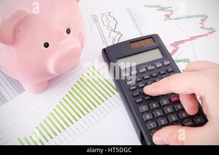 Man working with reports. Saving money business concept Stock Photo
