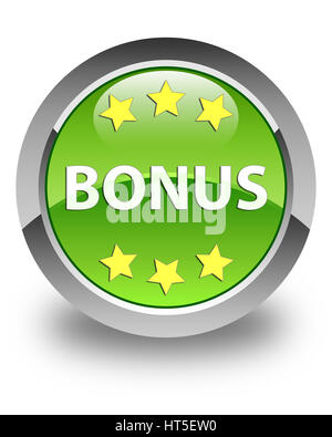 Bonus stars icon isolated on glossy green round button abstract illustration Stock Photo