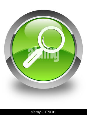 Magnifying glass icon isolated on glossy green round button abstract illustration Stock Photo