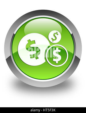 Finances dollar sign icon isolated on glossy green round button abstract illustration Stock Photo