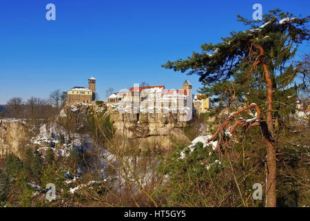 Hohnstein Burg im Winter - the castle Hohnstein in winter, Elbe Sandstone Mountains Stock Photo