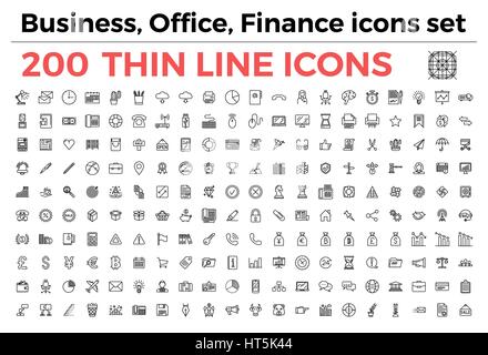 Business, office, finance theme icons set Stock Vector