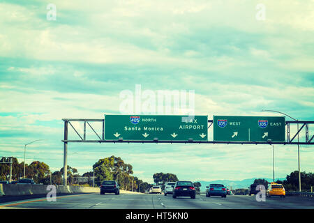 405 freeway northbound on a cloudy day, California Stock Photo