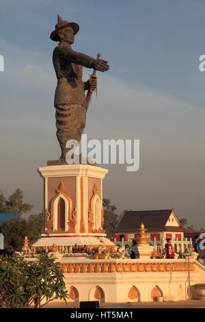 Laos, Vientiane, King Chao Anouvong, statue, monument, Stock Photo