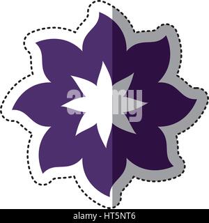 blue flower with pointed petals icon Stock Vector