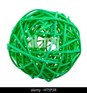 Green wicker ball isolated on a white background Stock Photo