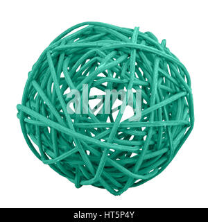 Green wicker ball isolated on a white background Stock Photo