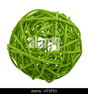 Green wicker ball isolated on a white background Stock Photo