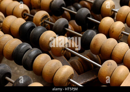 Backgrounds and textures: old abacus, close up shot, accounting abstract Stock Photo