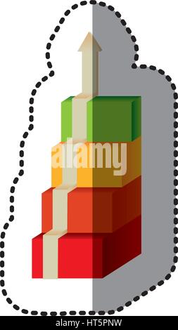 color cubes with arrow up icon Stock Vector