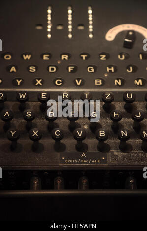 WWII German military Enigma machine display in International Spy Museum.Washington D.C.USA Stock Photo