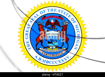 State Seal of Michigan, USA. 3D Illustration. Stock Photo