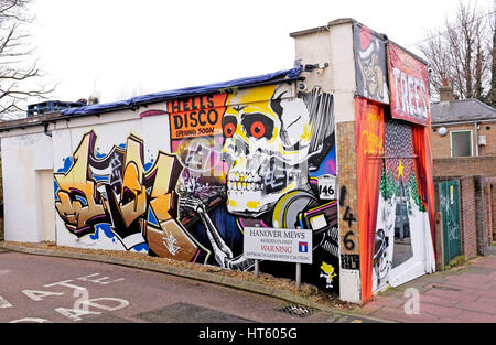 Graffiti covered wall in Hanover area of Brighton UK Stock Photo