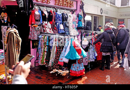 People shopping in Kensington gardens part of the bohemian North Laine area of Brighton UK Stock Photo