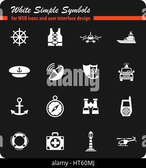 coastguard white simple symbols for web icons and user interface design Stock Vector