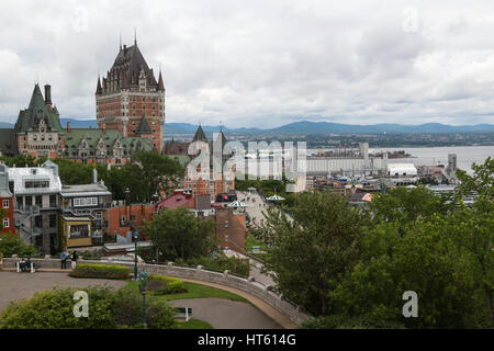 Old Quebec City and a view of Fairmont Le Château Frontenac Stock Photo