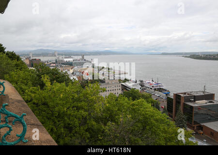 Saint Lawrence River Seen From La Promenade des Gouverneurs in Old Quebec City Stock Photo