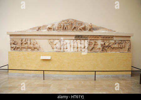 Pediment, Archaeological Museum of Delphi oracle, Greece Stock Photo
