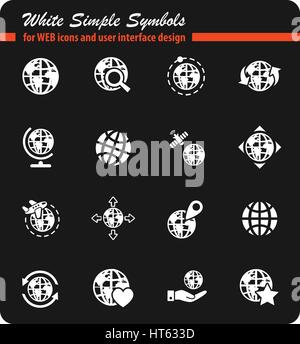 globes white simply symbols for web icons and user interface design Stock Vector
