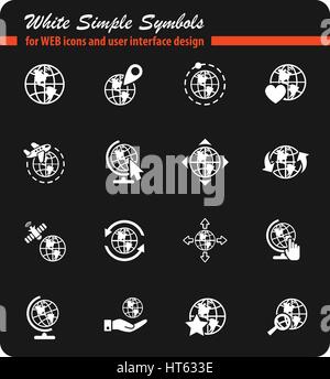 globes white simply symbols for web icons and user interface design Stock Vector