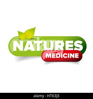 Natures Medicine button vector Stock Vector