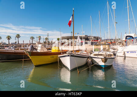 Cassis,France-august 10,2016:The port of Cassis, a French village with colorful boats moored on a summer day. Stock Photo