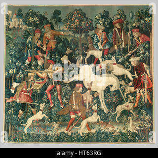 The Unicorn Defends Itself - from the Unicorn Tapestries Stock Photo