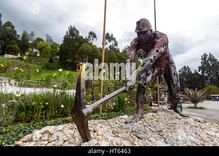 A large miner sculpture outside the Zipaquira Salt Cathedral in Zipaquira, Colombia. Stock Photo