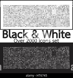Over 2000 Black and White Set icons Quality illustration design Stock Vector