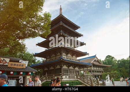 Orlando, USA - August 30, 2012: Japan culture house in Disney world resort on sunny day. Stock Photo