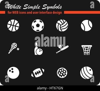 sport balls white simply symbols for web icons and user interface design Stock Vector