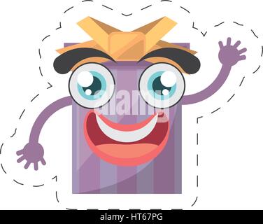 cartoon box gift birthday cut line Stock Vector