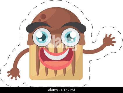 cartoon cupcake dessert birthday cut line Stock Vector