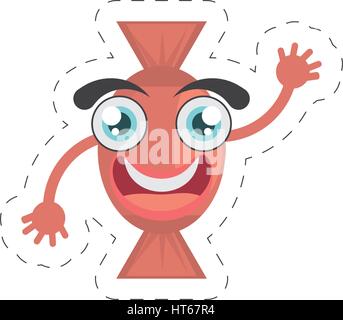 cartoon candy sweet party cut line Stock Vector