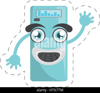 cartoon music mp3 icon cut line Stock Vector