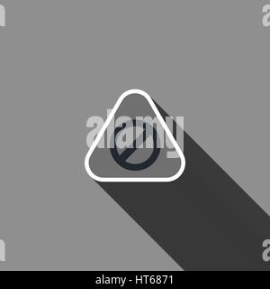 Warning sign icon with long shadow. Vector illustration Stock Vector